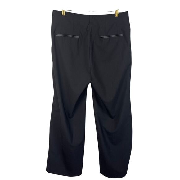 rag & bone Women's Wool Slacks Wide Leg Leather Trim Pockets Size 6 Designer - Picture 3 of 10